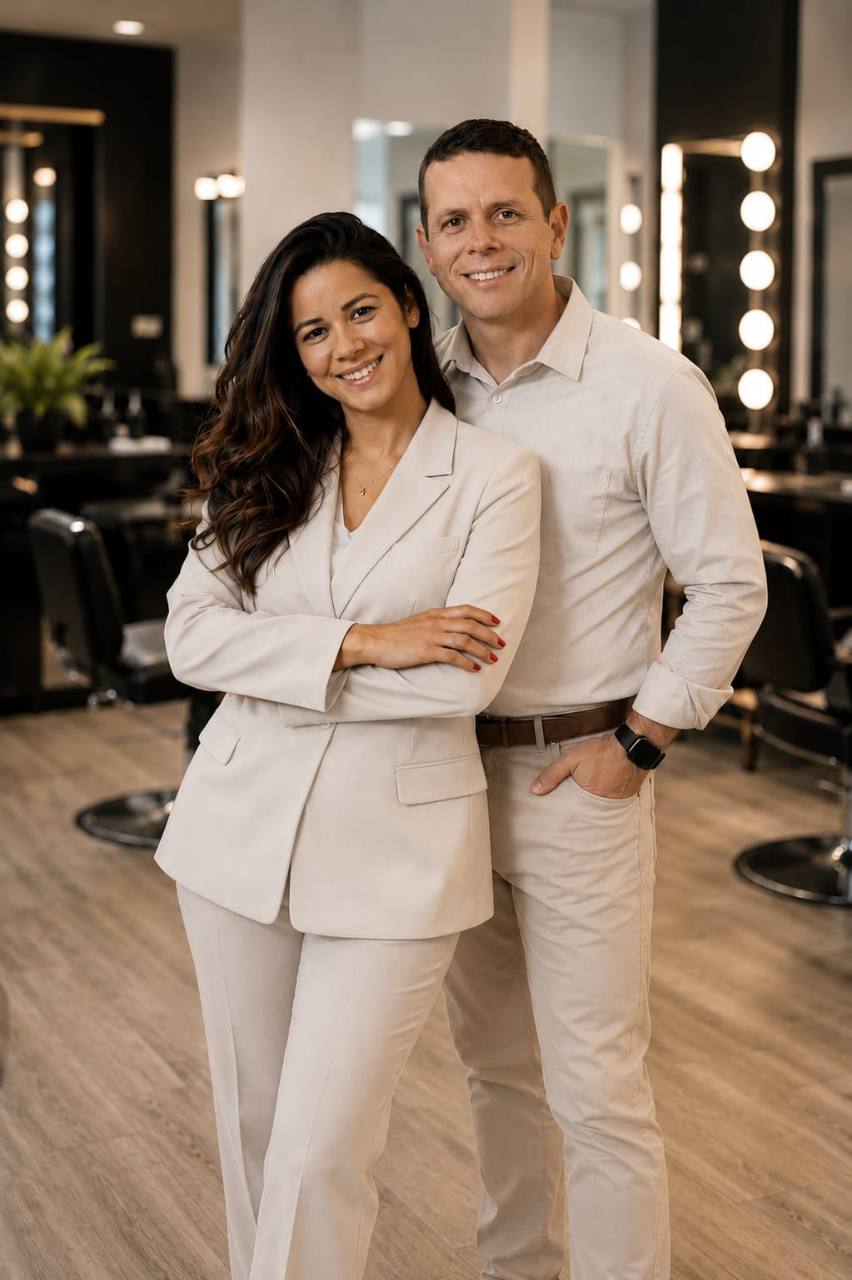 Le couple fondateur du salon Araújo Coiffeur